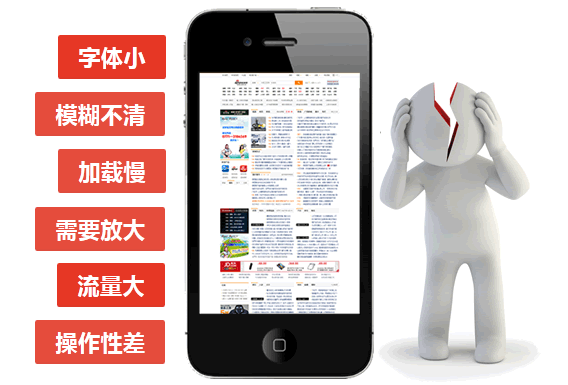 傳統(tǒng)移動互聯(lián)網(wǎng)使用PC端在手機(jī)上展示效果